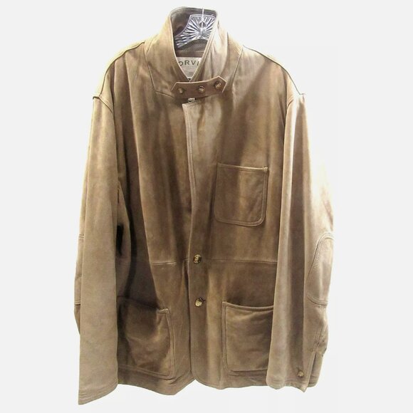 Vintage Orvis Leather Field Jacket XL 48 Brown Suede Hunting Bandera Blazer Coat